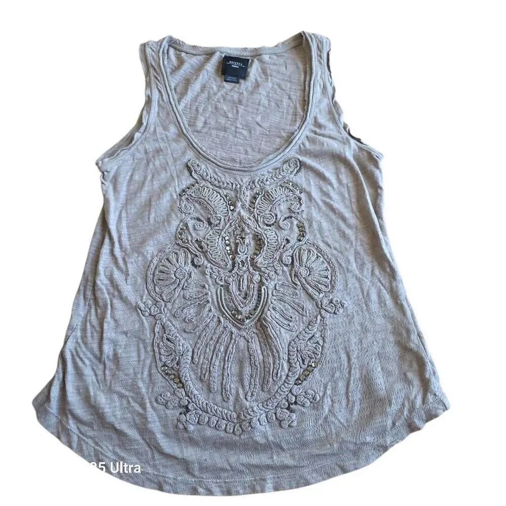 Anthropologie deletta Sz M light brown embellished tank top